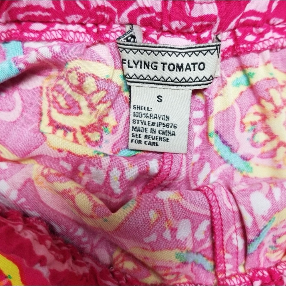 Flying Tomato Hot Pink Printed High Waist Drawstring Shorts - Picture 4 of 4